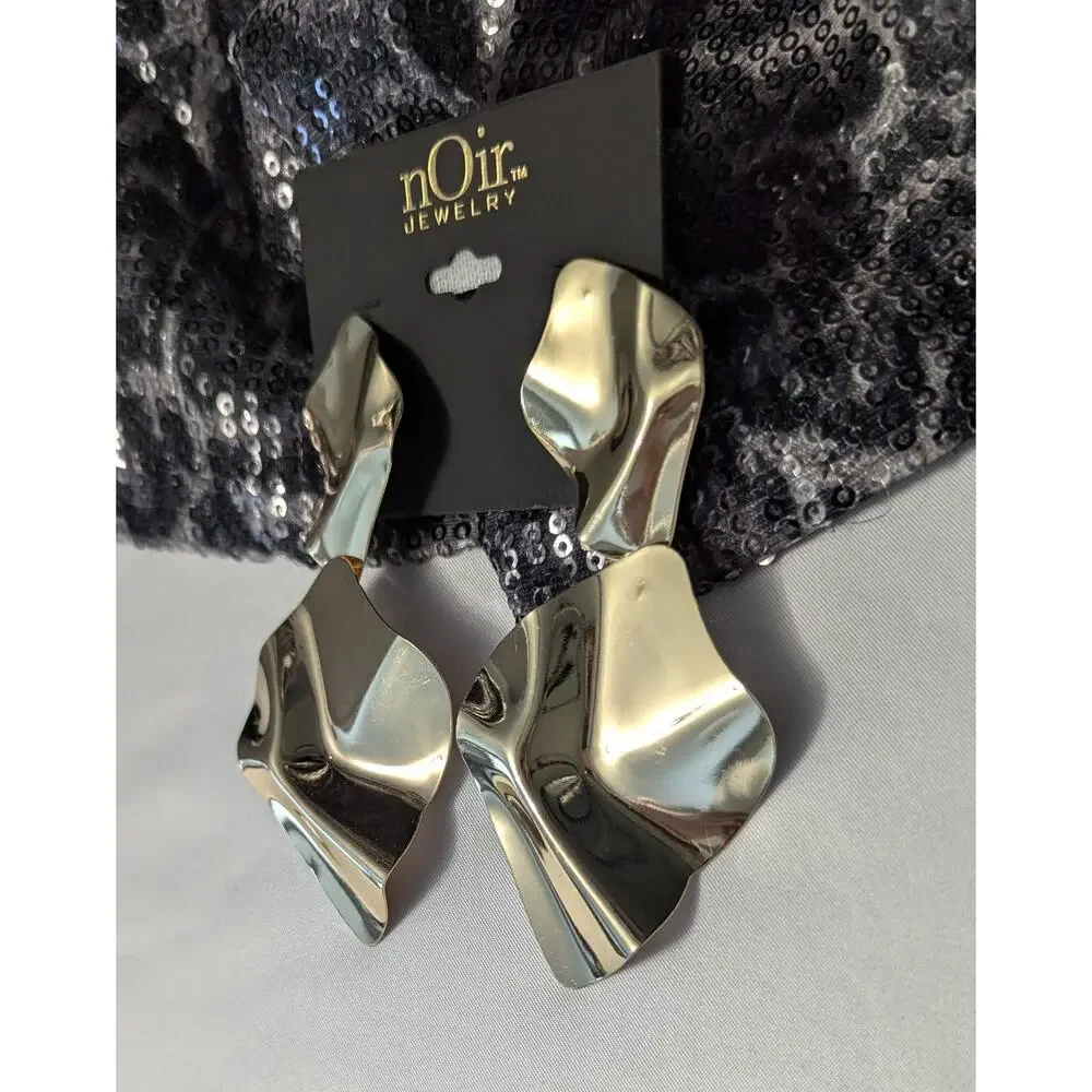 nOir Gold Toned Abstract Dangle Earrings - Picture 2 of 5